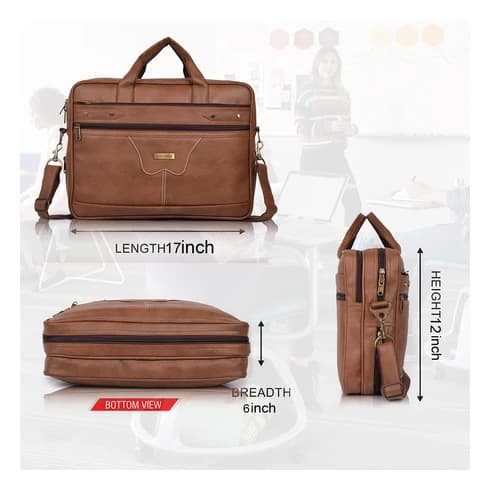 Croco Embossed Laptop Briefcase Angle 2
